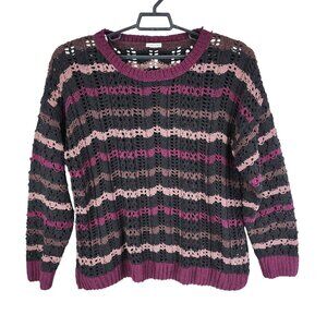 Womens LuLaRoe Striped Open Knit Mariah Sweater Round Neck Long Sleeve Size 3XL